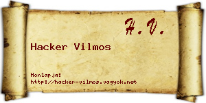 Hacker Vilmos névjegykártya